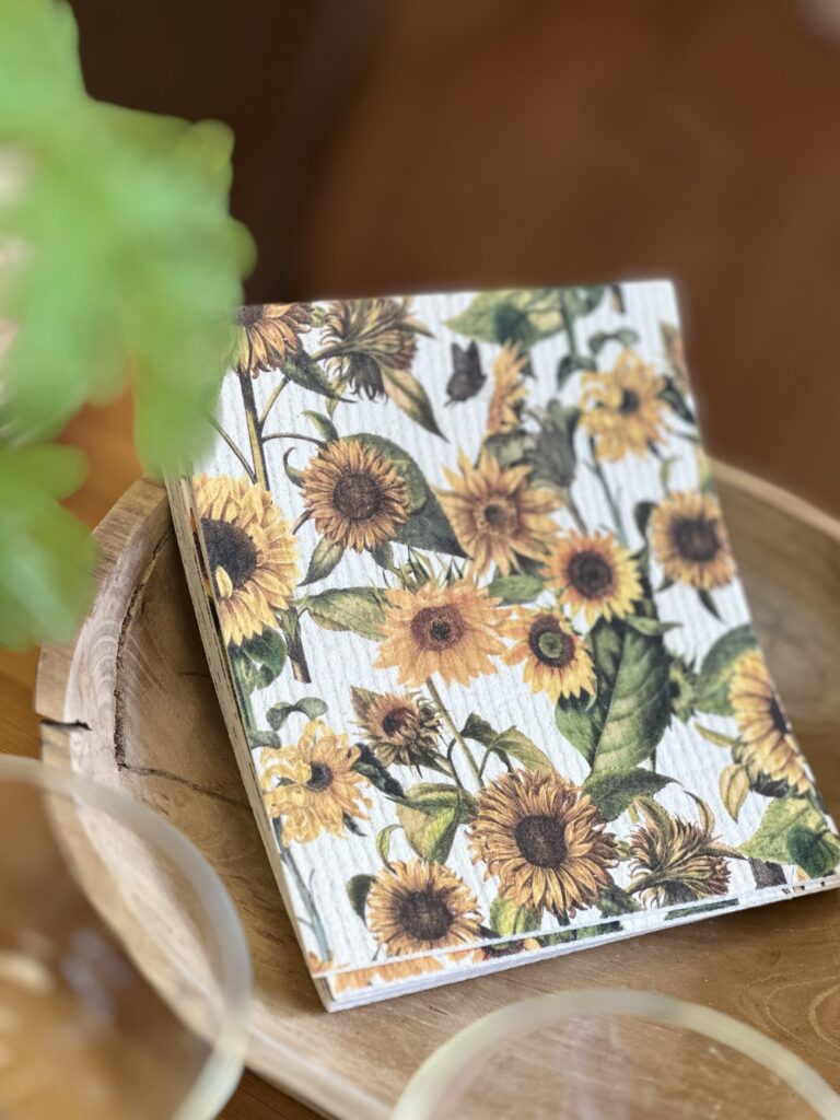 Disktrasa Solros - Miljövänlig trasa med blommönster