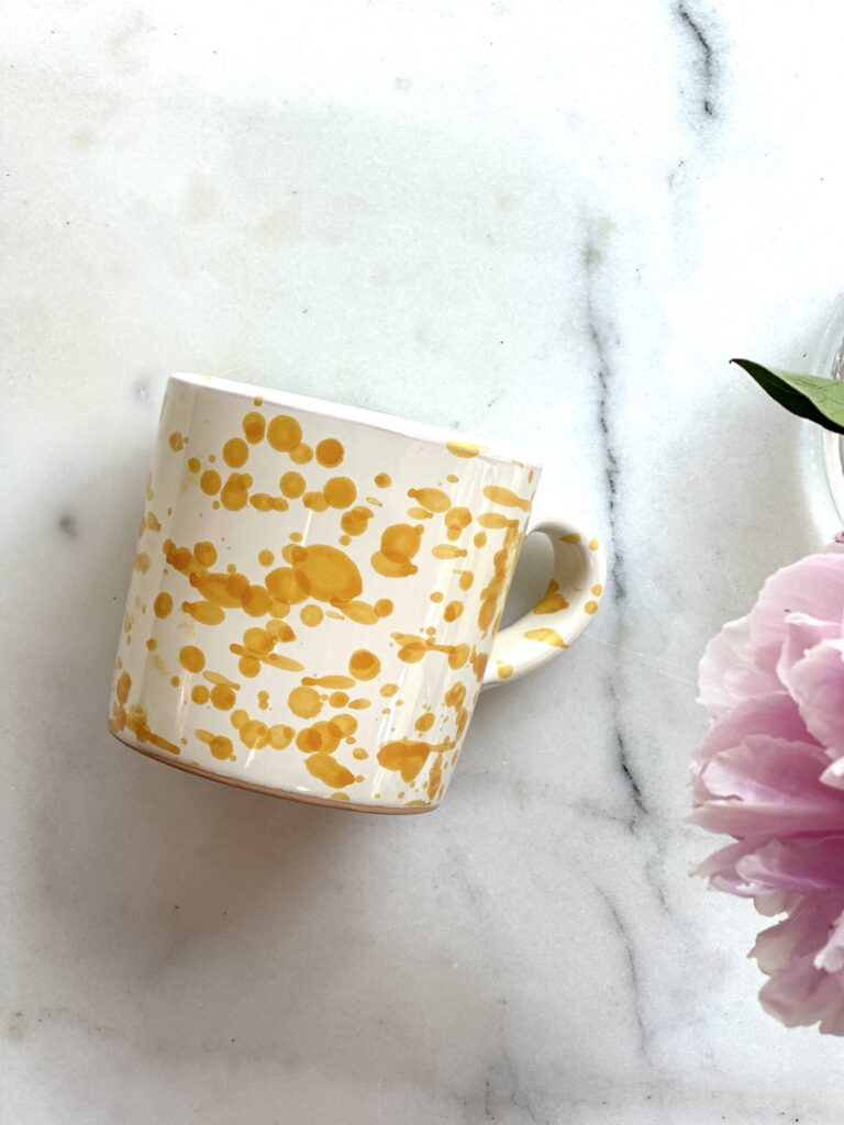 Kopp Spruzzi Gul Handgjord Keramikkopp Från Italien