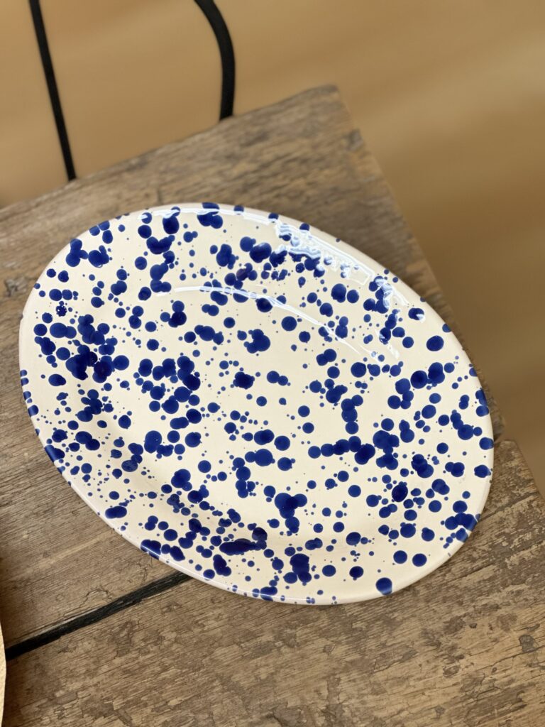 Serveringsfat Spruzzi Blått Handmålat Keramikfat Från Italien