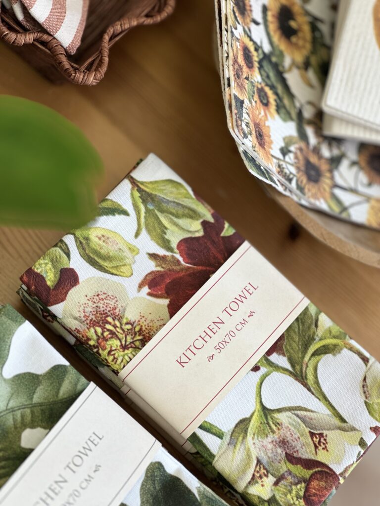 Kökshandduk Med Blommor - Ekologisk bomull