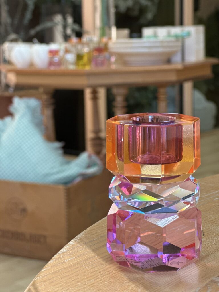 Ljusstake Kristall - Lila Orange