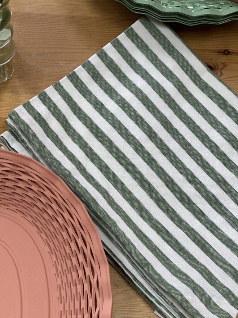 Grön Randig Kökshandduk